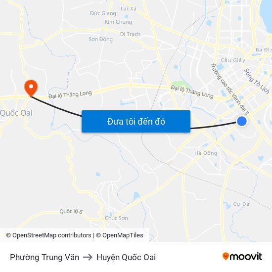 Phường Trung Văn to Huyện Quốc Oai map