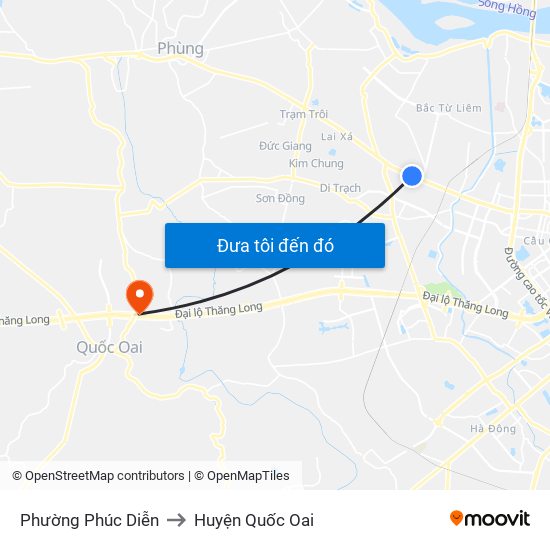 Phường Phúc Diễn to Huyện Quốc Oai map