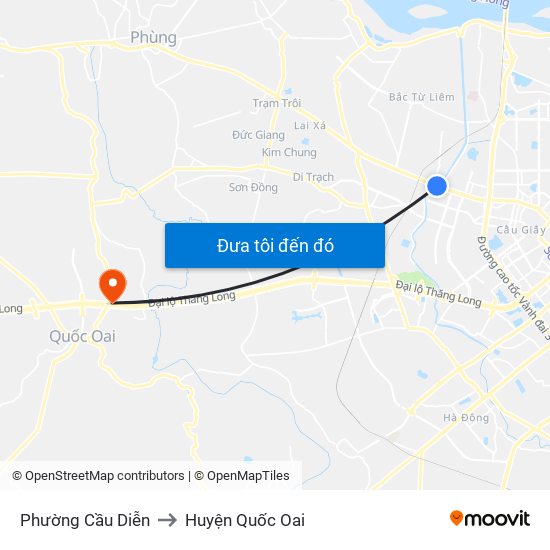 Phường Cầu Diễn to Huyện Quốc Oai map
