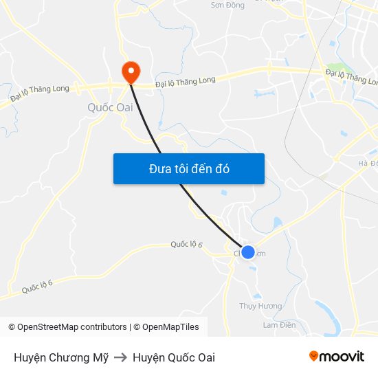 Huyện Chương Mỹ to Huyện Quốc Oai map