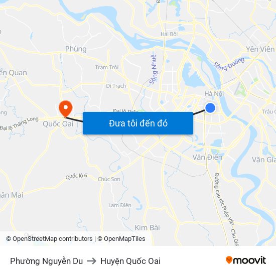 Phường Nguyễn Du to Huyện Quốc Oai map