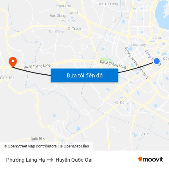 Phường Láng Hạ to Huyện Quốc Oai map