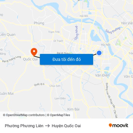 Phường Phương Liên to Huyện Quốc Oai map