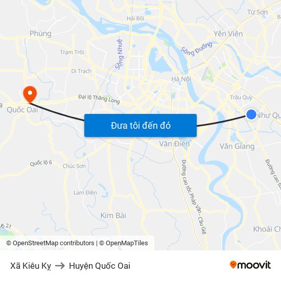 Xã Kiêu Kỵ to Huyện Quốc Oai map