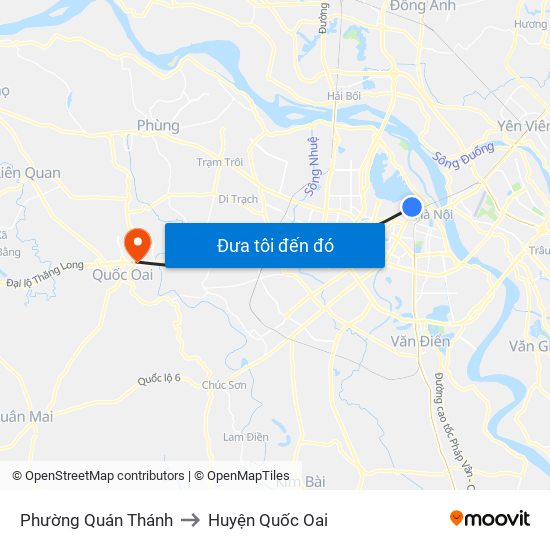 Phường Quán Thánh to Huyện Quốc Oai map