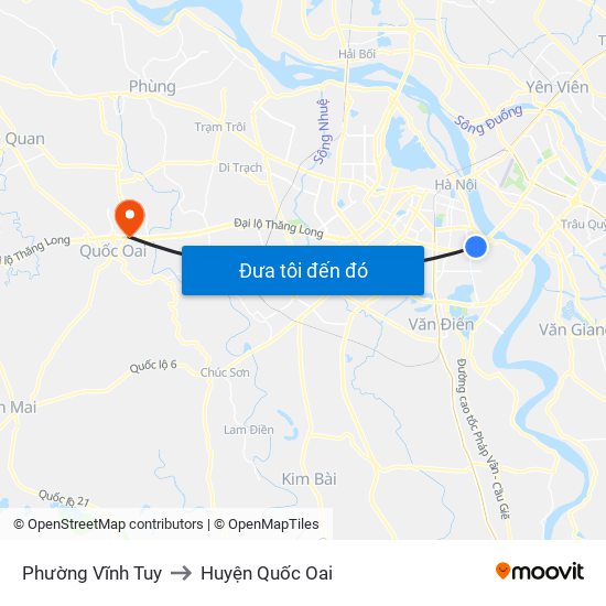 Phường Vĩnh Tuy to Huyện Quốc Oai map