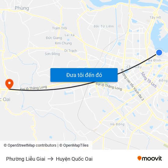 Phường Liễu Giai to Huyện Quốc Oai map