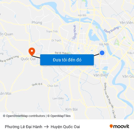 Phường Lê Đại Hành to Huyện Quốc Oai map