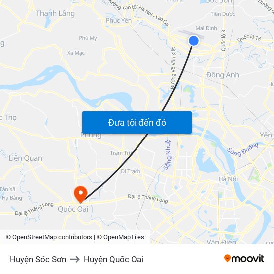 Huyện Sóc Sơn to Huyện Quốc Oai map