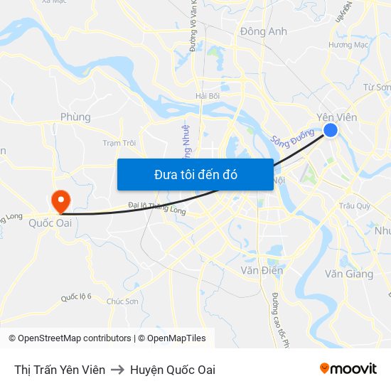 Thị Trấn Yên Viên to Huyện Quốc Oai map