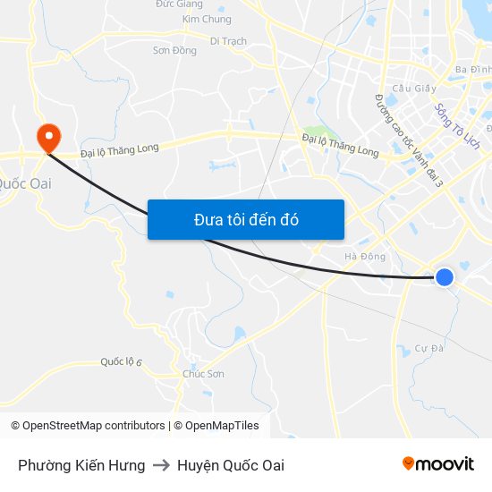 Phường Kiến Hưng to Huyện Quốc Oai map