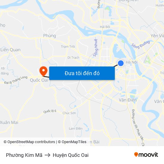 Phường Kim Mã to Huyện Quốc Oai map