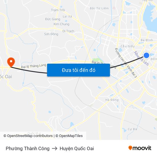Phường Thành Công to Huyện Quốc Oai map