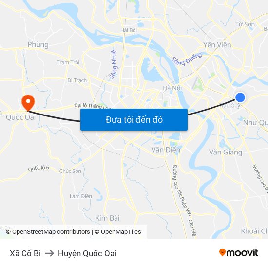 Xã Cổ Bi to Huyện Quốc Oai map