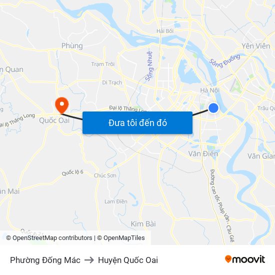 Phường Đống Mác to Huyện Quốc Oai map