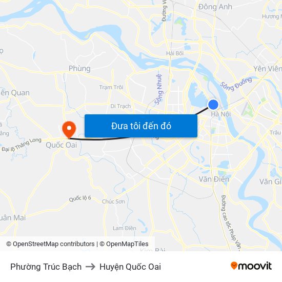 Phường Trúc Bạch to Huyện Quốc Oai map