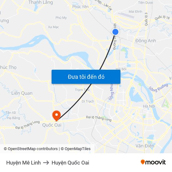 Huyện Mê Linh to Huyện Quốc Oai map
