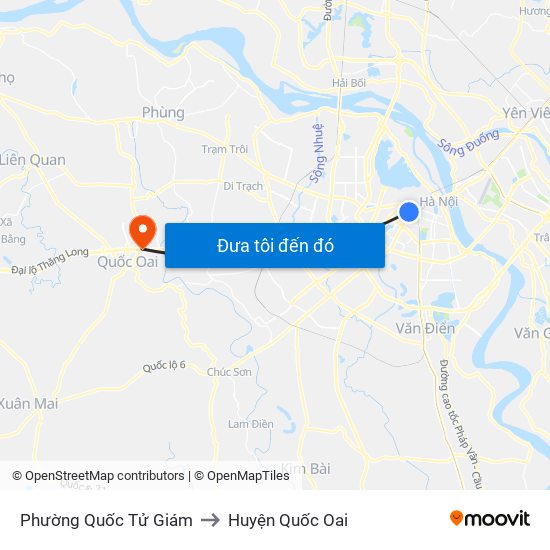 Phường Quốc Tử Giám to Huyện Quốc Oai map