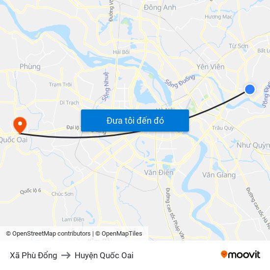 Xã Phù Đổng to Huyện Quốc Oai map