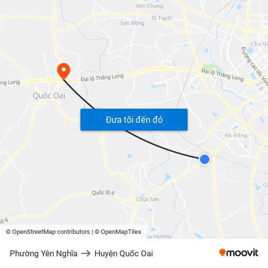 Phường Yên Nghĩa to Huyện Quốc Oai map