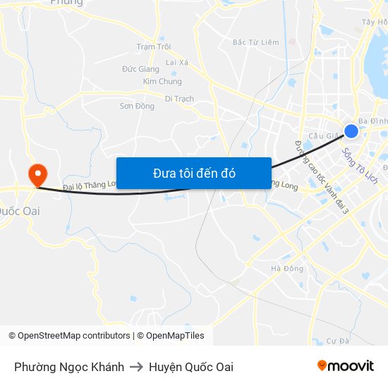 Phường Ngọc Khánh to Huyện Quốc Oai map