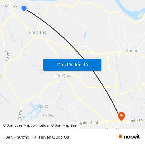 Sen Phương to Huyện Quốc Oai map