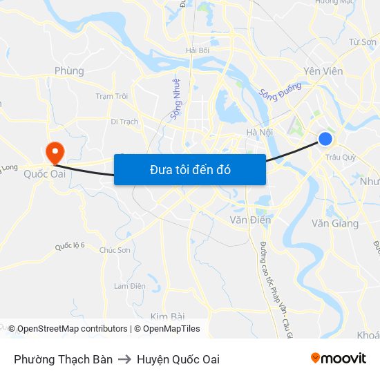 Phường Thạch Bàn to Huyện Quốc Oai map