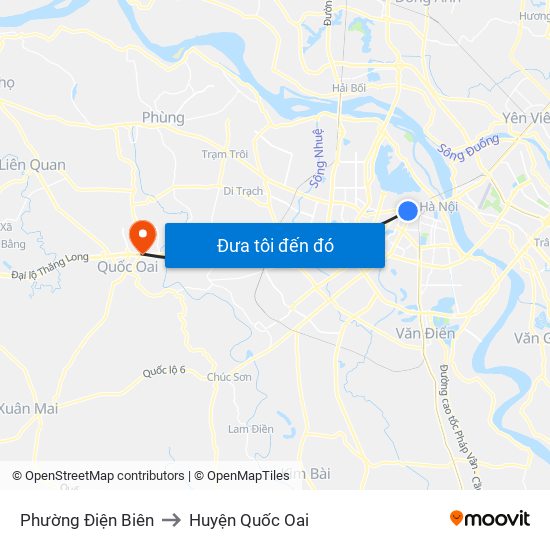 Phường Điện Biên to Huyện Quốc Oai map