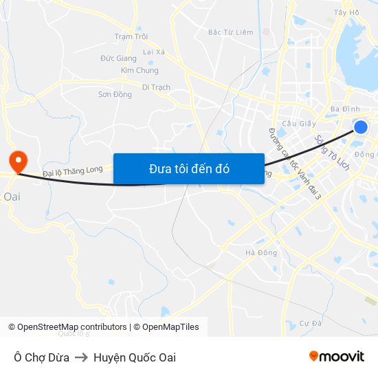 Ô Chợ Dừa to Huyện Quốc Oai map