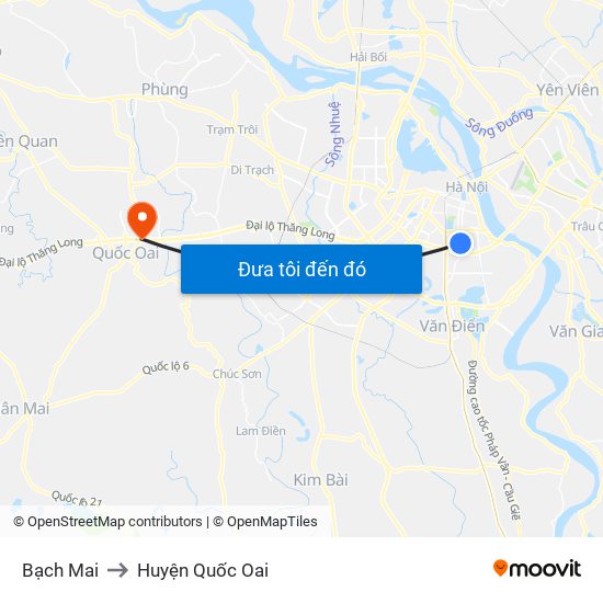 Bạch Mai to Huyện Quốc Oai map