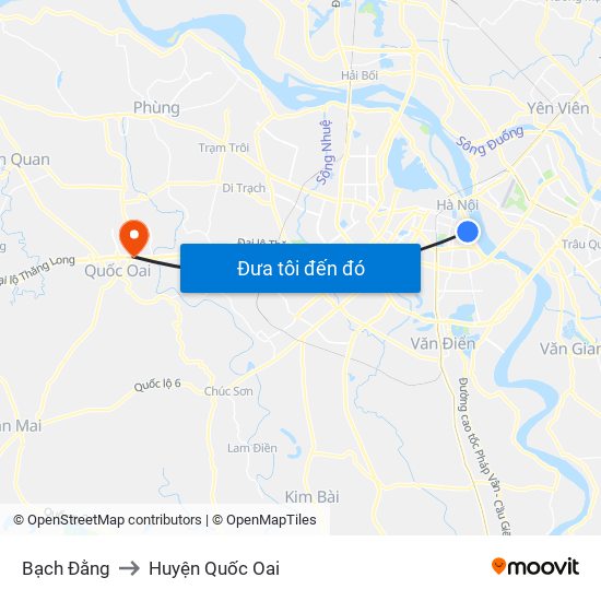 Bạch Đằng to Huyện Quốc Oai map