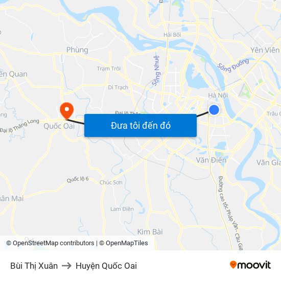 Bùi Thị Xuân to Huyện Quốc Oai map