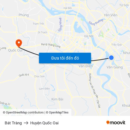 Bát Tràng to Huyện Quốc Oai map