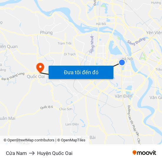 Cửa Nam to Huyện Quốc Oai map