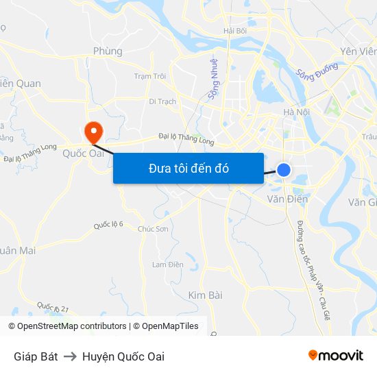 Giáp Bát to Huyện Quốc Oai map