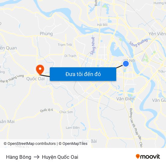 Hàng Bông to Huyện Quốc Oai map