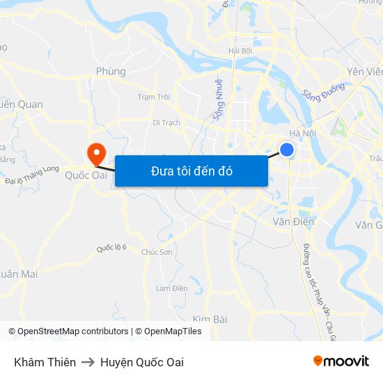 Khâm Thiên to Huyện Quốc Oai map