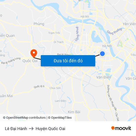 Lê Đại Hành to Huyện Quốc Oai map