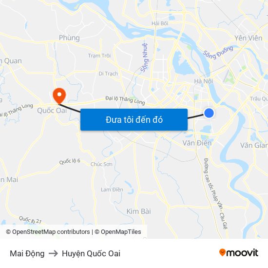 Mai Động to Huyện Quốc Oai map