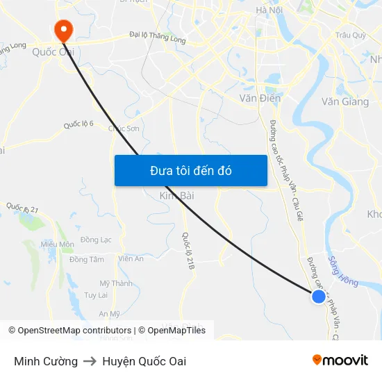 Minh Cường to Huyện Quốc Oai map