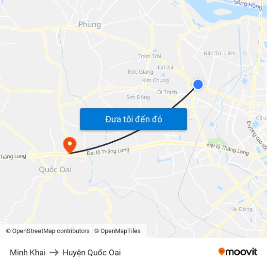 Minh Khai to Huyện Quốc Oai map