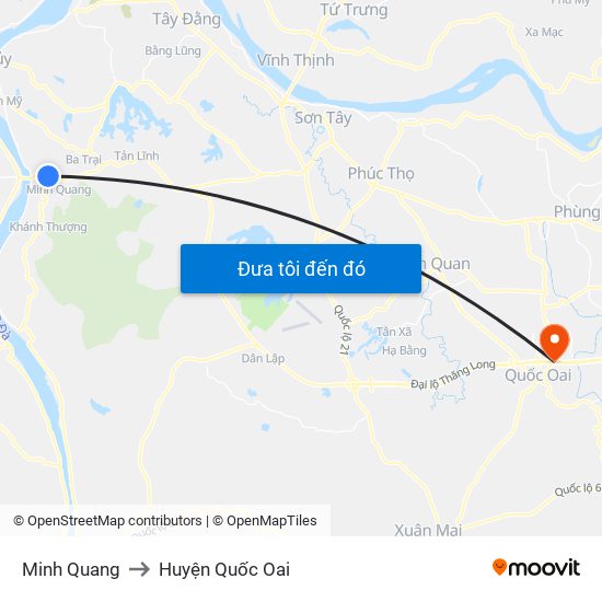 Minh Quang to Huyện Quốc Oai map