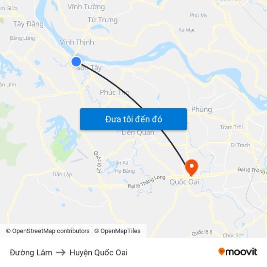 Đường Lâm to Huyện Quốc Oai map