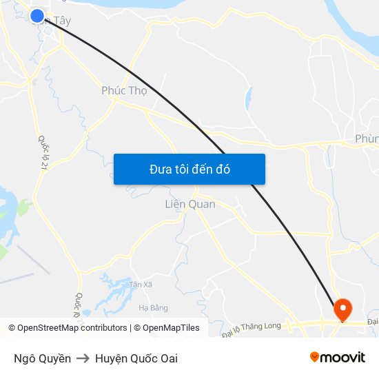 Ngô Quyền to Huyện Quốc Oai map