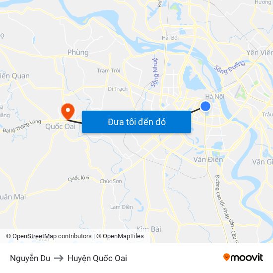 Nguyễn Du to Huyện Quốc Oai map