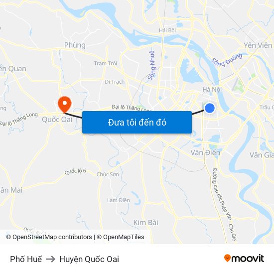 Phố Huế to Huyện Quốc Oai map