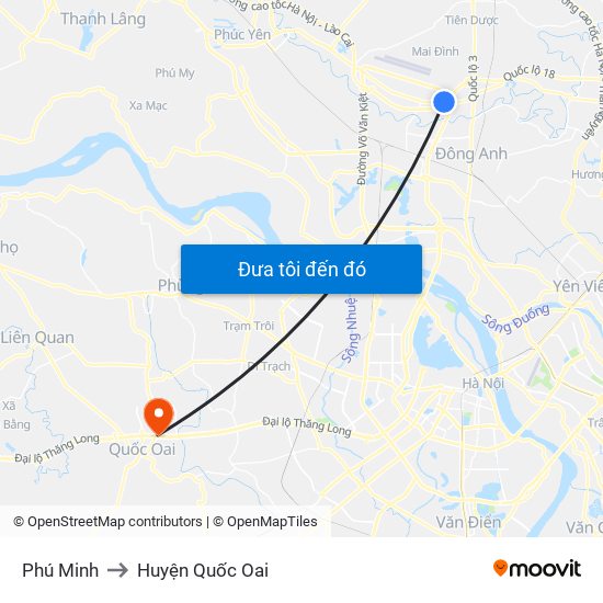 Phú Minh to Huyện Quốc Oai map