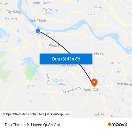 Phú Thịnh to Huyện Quốc Oai map