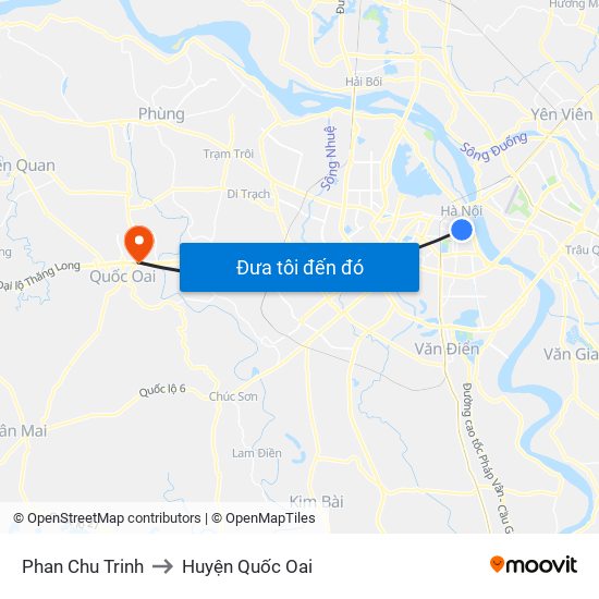 Phan Chu Trinh to Huyện Quốc Oai map