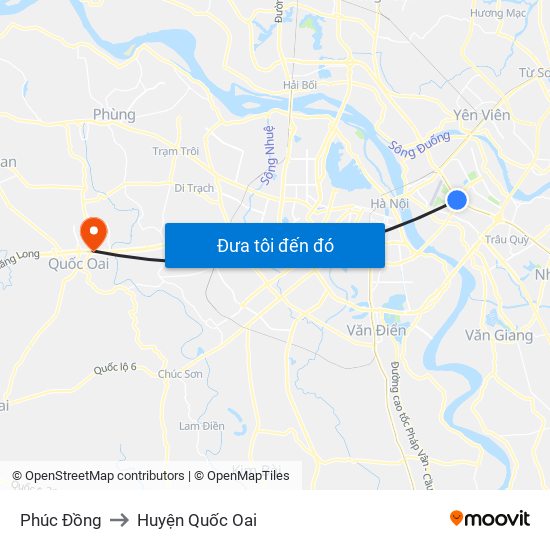 Phúc Đồng to Huyện Quốc Oai map